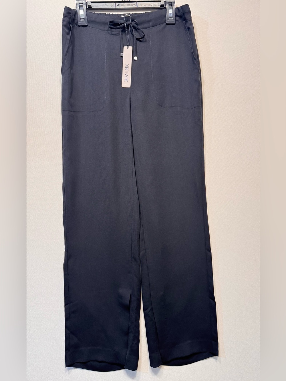 NIC+ZOE black drawstring lightweight pants relaxed straight-leg size 2 nwt